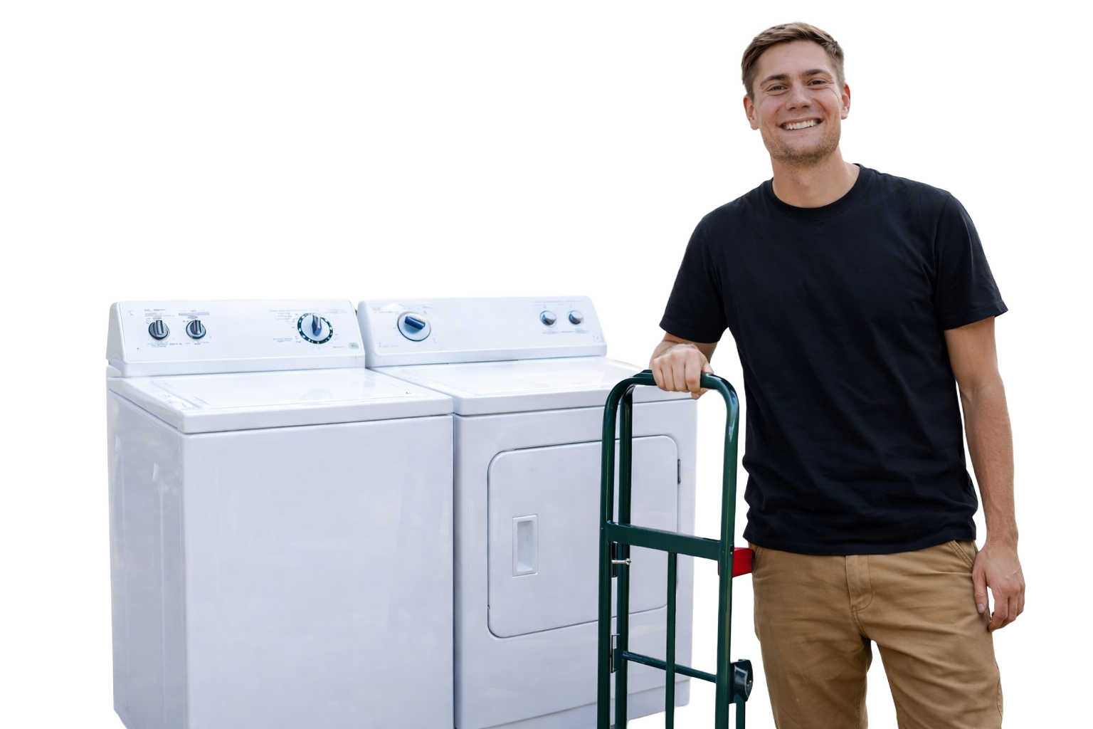 Cody with a washer and dryer ready for delivery